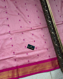 BABY PINK COTTON SILK SAREE WITH RANI PINK BORDER