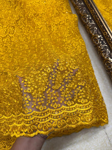 YELLOW EMBROIDERY NET SAREE