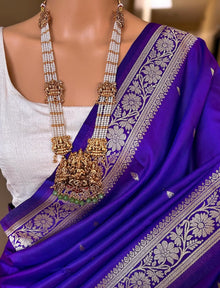 VIOLET SOFT SEMI BANARASI SMALL BORDER ART SILK SAREE