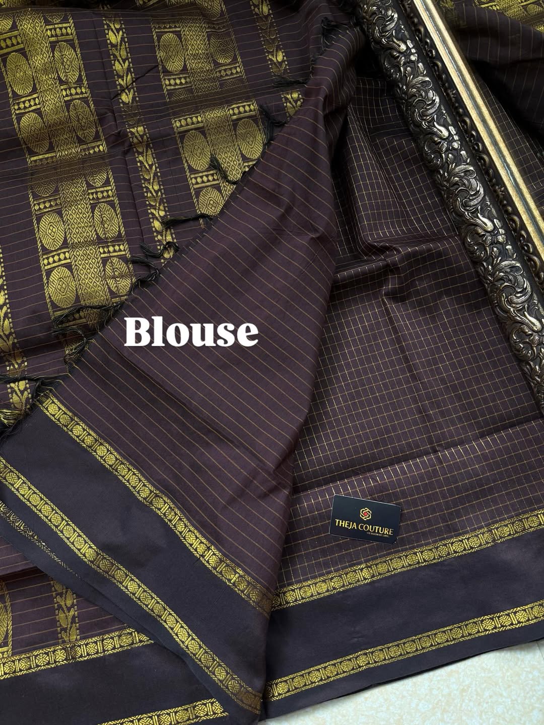 COFFEE BROWN KATTAM RUDRAKSHA BORDER COTTON SILK SAREE