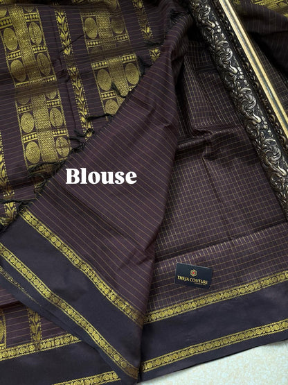COFFEE BROWN KATTAM RUDRAKSHA BORDER COTTON SILK SAREE
