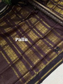 COFFEE BROWN KATTAM RUDRAKSHA BORDER COTTON SILK SAREE