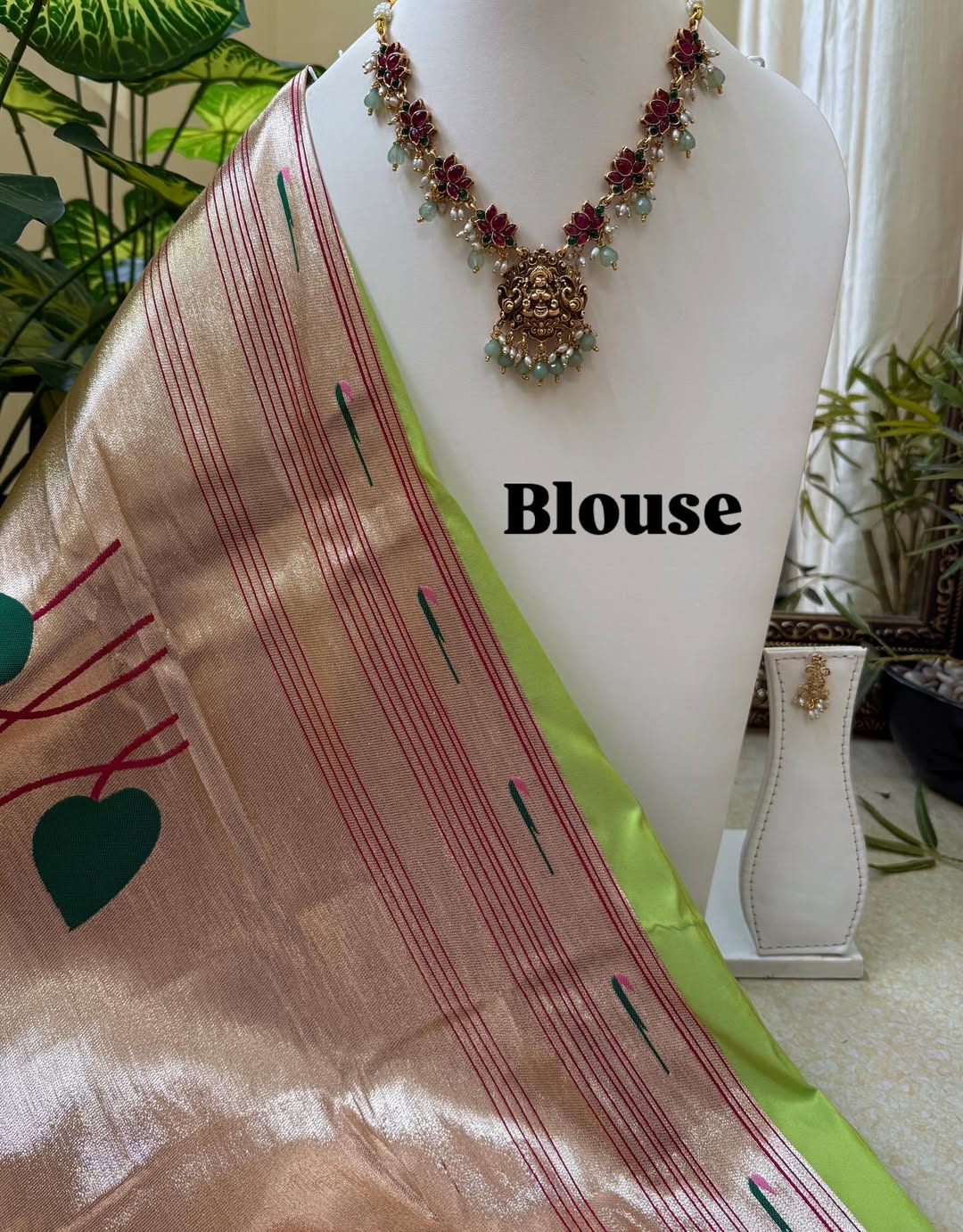 PISTA GREEN LOTUS ART SILK SAREE