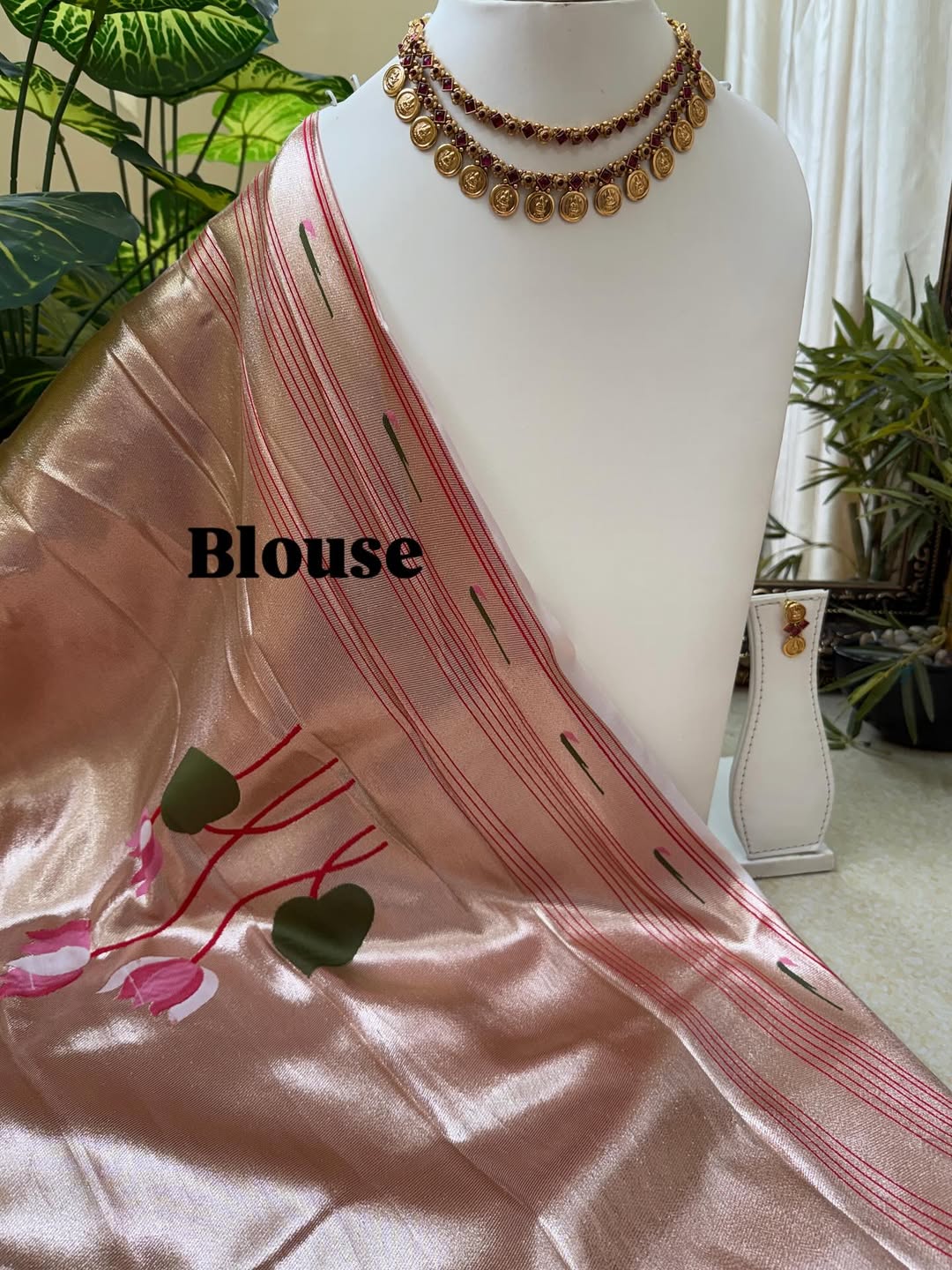 IVORY WHITE LOTUS ART SILK SAREE