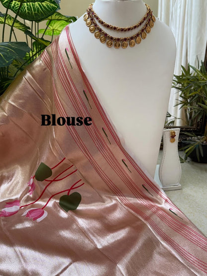 IVORY WHITE LOTUS ART SILK SAREE