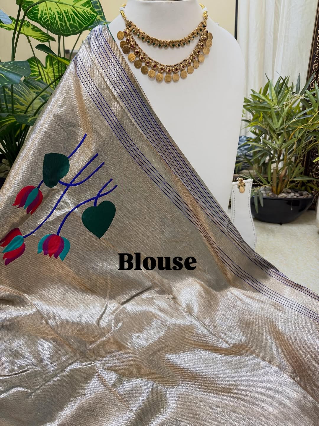 SKY BLUE LOTUS ART SILK SAREE