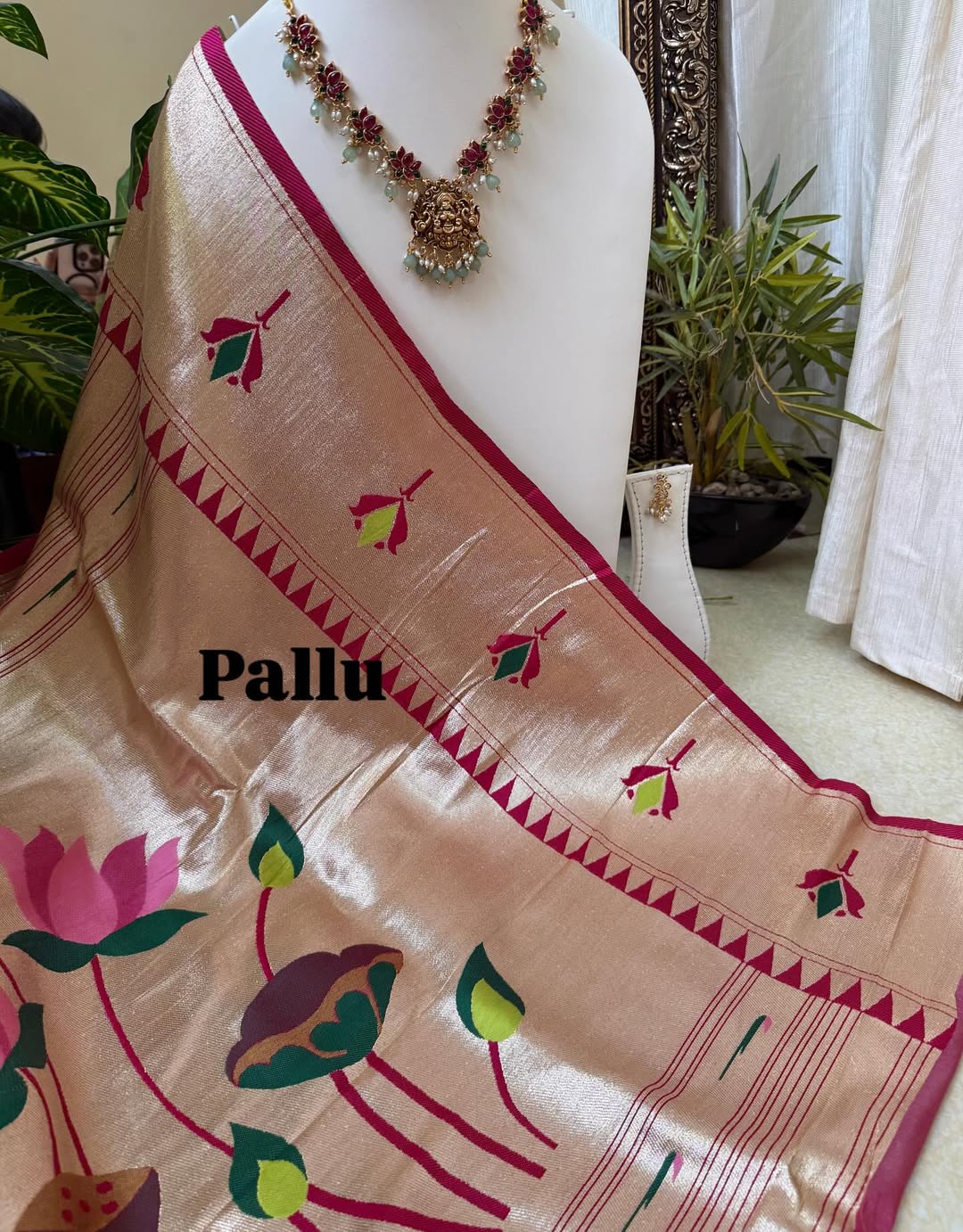 PISTA GREEN LOTUS ART SILK SAREE