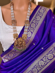 VIOLET SOFT SEMI BANARASI SMALL BORDER ART SILK SAREE