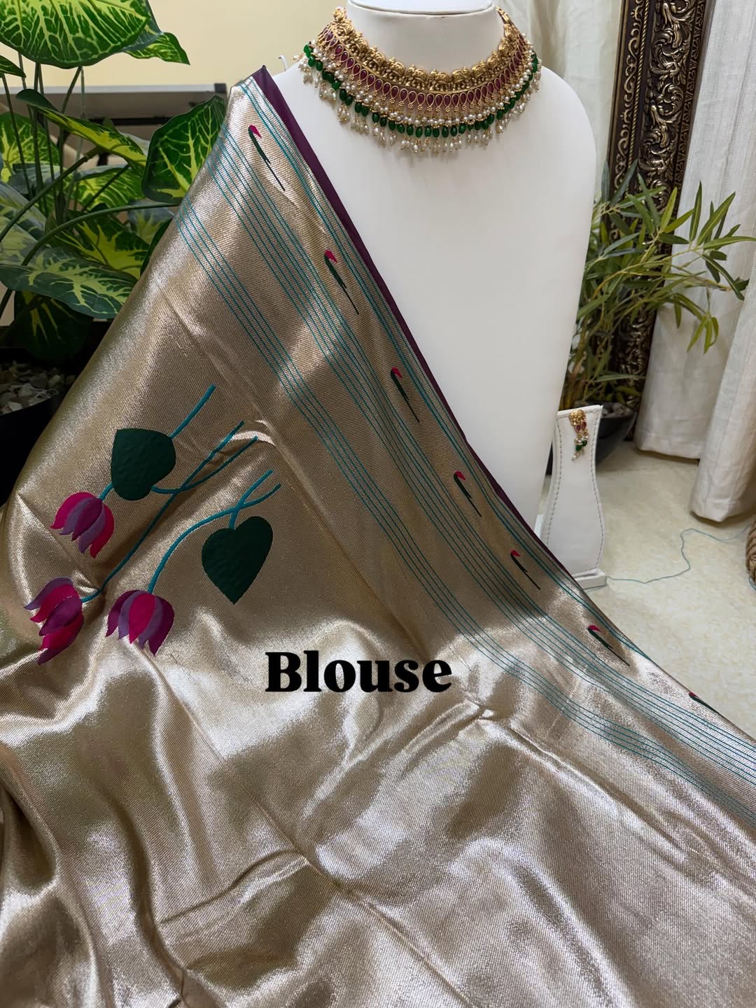 WINE LOTUS ART SILK SAREE