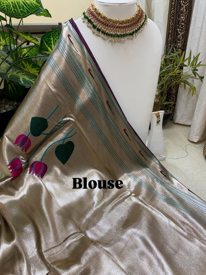 WINE LOTUS ART SILK SAREE