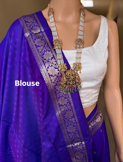 VIOLET SOFT SEMI BANARASI SMALL BORDER ART SILK SAREE