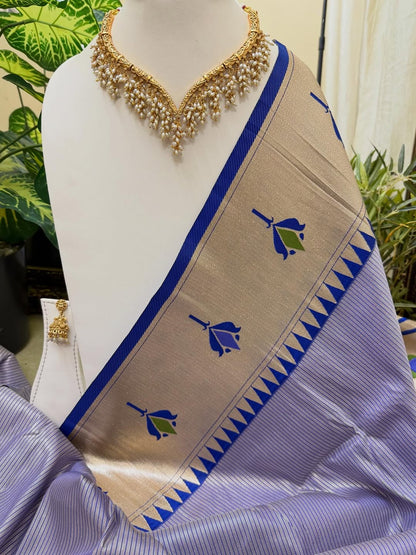 LAVENDER  LOTUS ART SILK SAREE