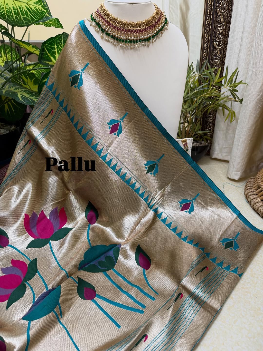 WINE LOTUS ART SILK SAREE