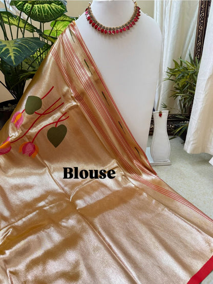 MANGO YELLOW LOTUS ART SILK SAREE