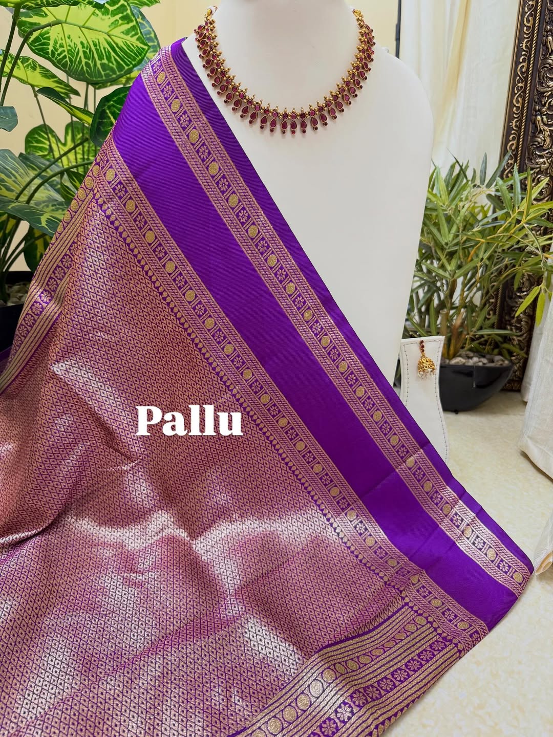 PEACOCK GREEN ART SILK SAREE WITH PURPLE BORDER