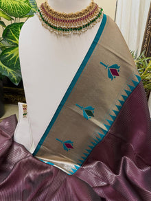 WINE LOTUS ART SILK SAREE