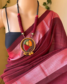 MAROON KHADI COTTON SAREE