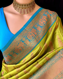 PEAR GREEN ART SILK SAREE
