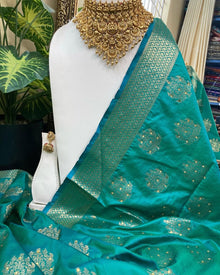 TEAL BLUE ART SILK SAREE