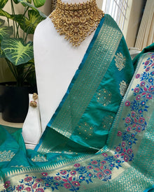 TEAL BLUE ART SILK SAREE