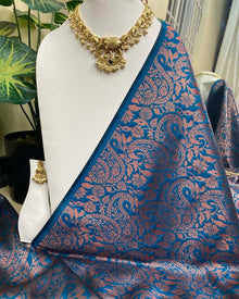 TEAL BLUE BROCADE ART SILK SAREE