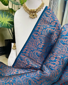 TEAL BLUE BROCADE ART SILK SAREE