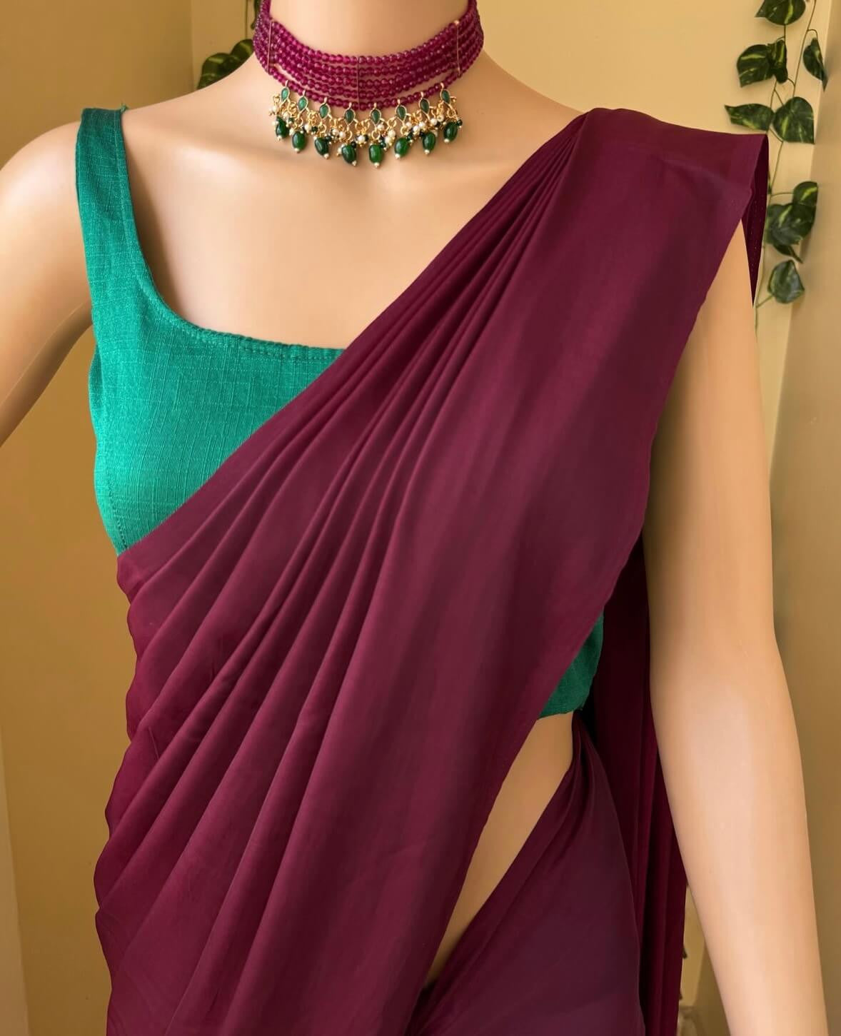 BEET PINK MALAI SILK SAREE