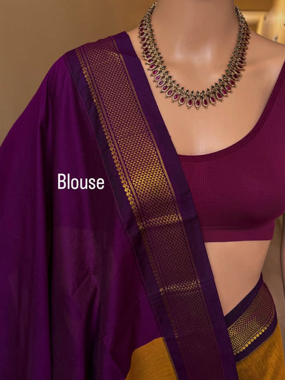 GOLDEN YELLOW COTTON SILK FULL BUTTA SAREE