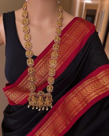 BLACK COTTON  SILK SAREE WITH MARRON BORDER