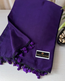 VIOLET PLAIN KHADI COTTON SAREE