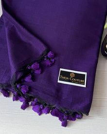 VIOLET PLAIN KHADI COTTON SAREE