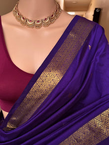 VIOLET TRADITIONAL DIAMOND COTTON SILK SAREE
