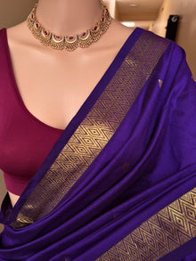 VIOLET TRADITIONAL DIAMOND COTTON SILK SAREE