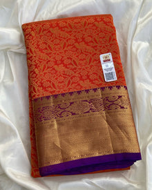 ORANGE KANCHIPURAM PURE SILK SAREE