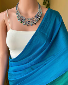 COPPER SULPHATE BLUE MALAI SILK SAREE