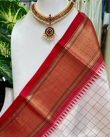 WHITE ART SILK CHECKS SAREE