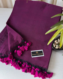 WINE PLAIN KHADI COTTON SAREE