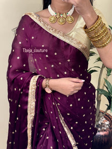 WINE SATIN GEORGETTE SAREE