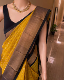 GOLDEN YELLOW KORA COTTON SAREE