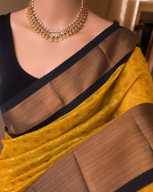 GOLDEN YELLOW KORA COTTON SAREE