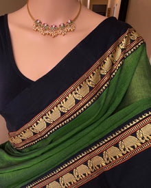 SEAWEED GREEN NARAYNPET COTTON SAREE