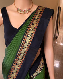SEAWEED GREEN NARAYNPET COTTON SAREE