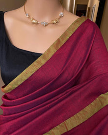 REDDISH MAROON COTTON SAREE