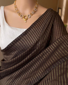 BROWN STRIPES SOFT COTTON SAREE