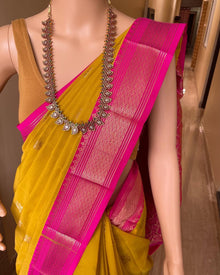 GOLDEN YELLOW KORA COTTON SAREE