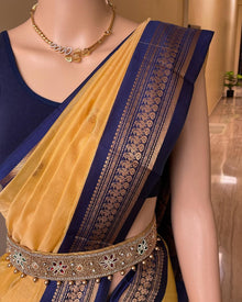 SANDAL YELLOW KORA COTTON SAREE