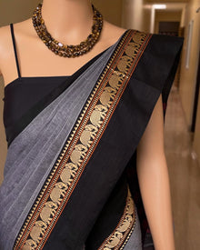 GREY NARAYANPET COTTON SAREE