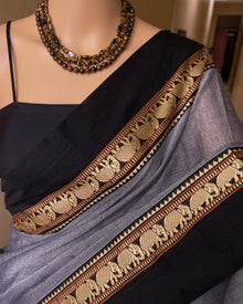 GREY NARAYANPET COTTON SAREE