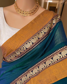 PEACOCK BLUE NARAYANPET COTTON SAREE