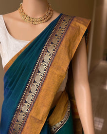 PEACOCK BLUE NARAYANPET COTTON SAREE